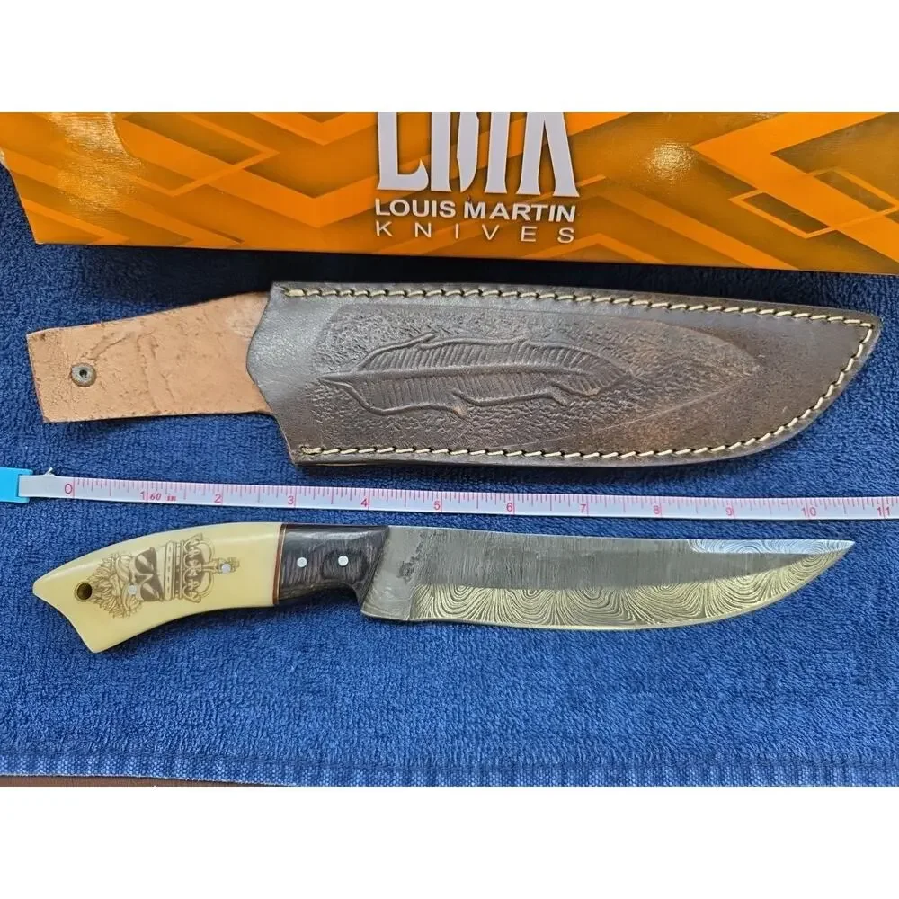Hunting Bowie Knife 10.75 Inch Custom Forged Damascus Blade LMK Knives #8308
